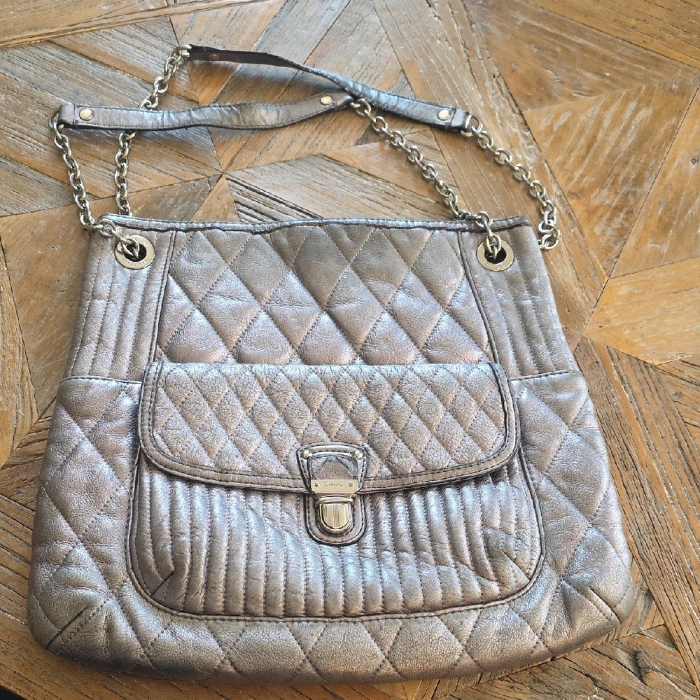 COACH large silver shoulder bag